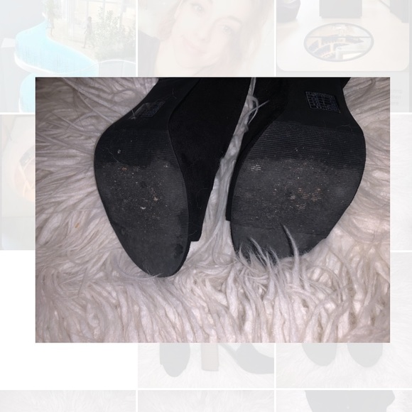 Peep Toe Booties w Clear chunky heel in Black - Picture 3 of 4